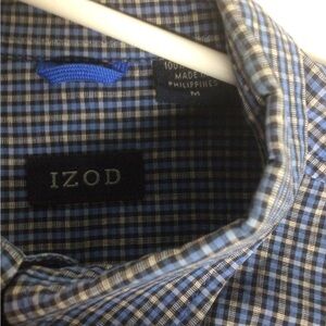 Izod Blue and White Pinstripe Button-Up Dress Shirt